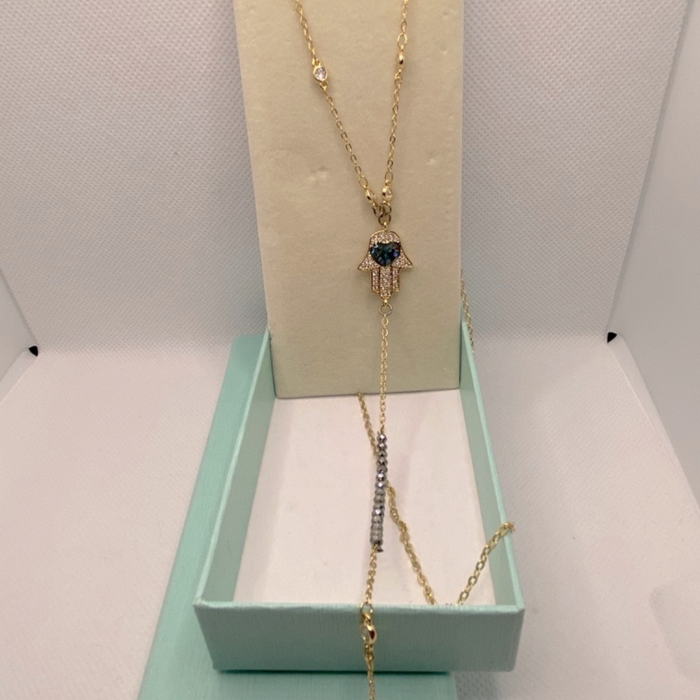 Boutiquelovin Hamsa Long Chain and Ornate Necklace